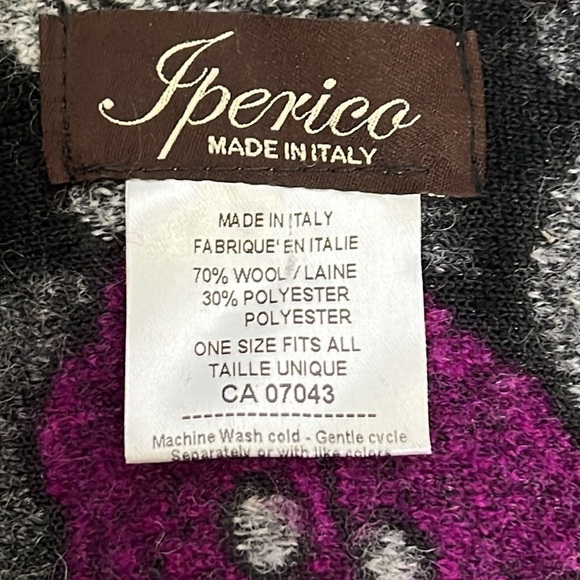 Iperico Gorgeous Wool Purple Floral Felted Kimono Shawl Wrap - Made in Italy - Picture 3 of 8